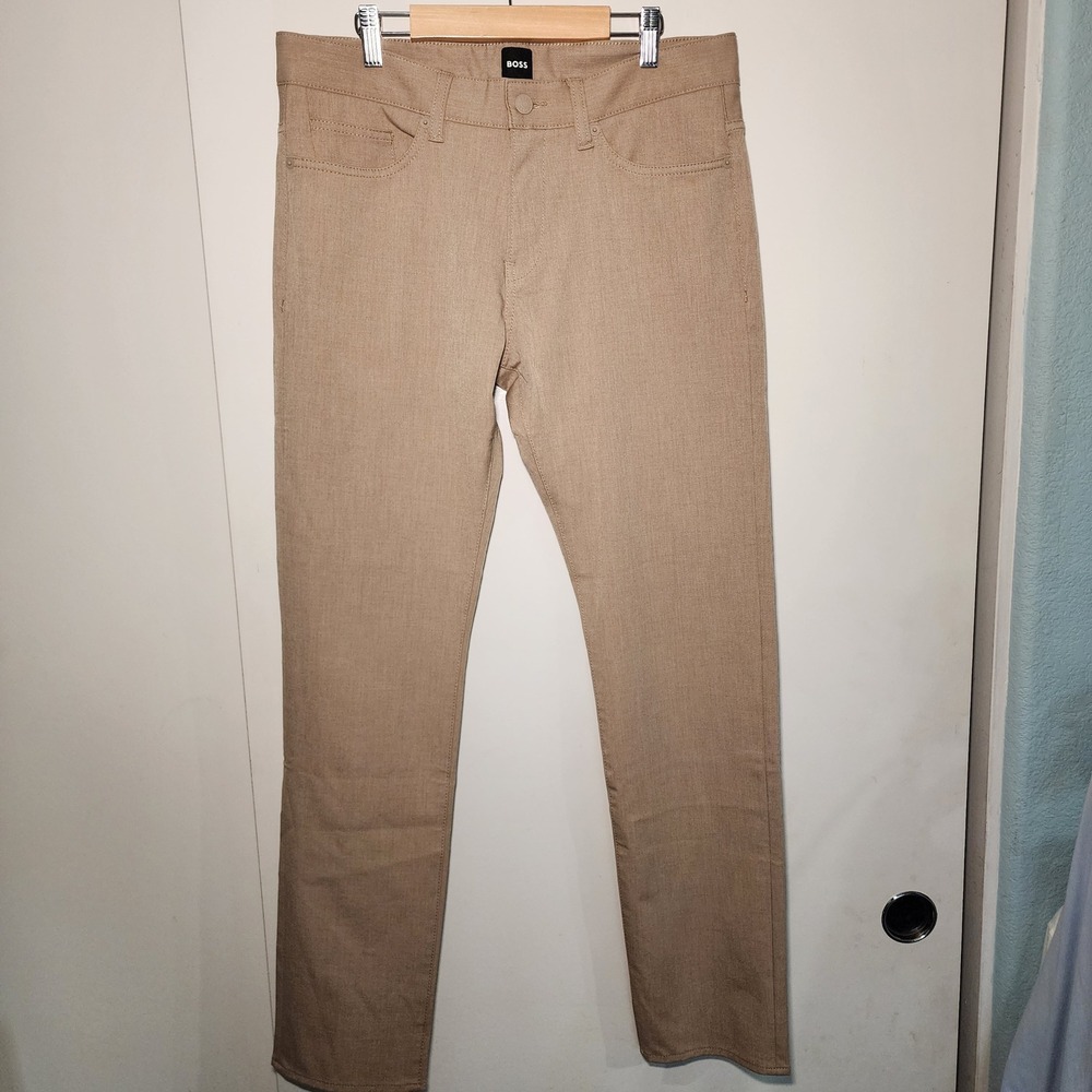 Hugo Boss Delaware Slim Fit Pant Mens 33x31 Tan Excellent Performance Chino Jean